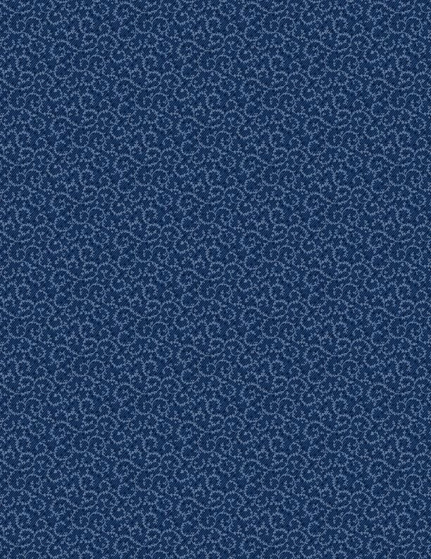 Essentials Crescent Swirl Navy Blue Wilmington Prints Cotton Fabric WP-1803-98661-449