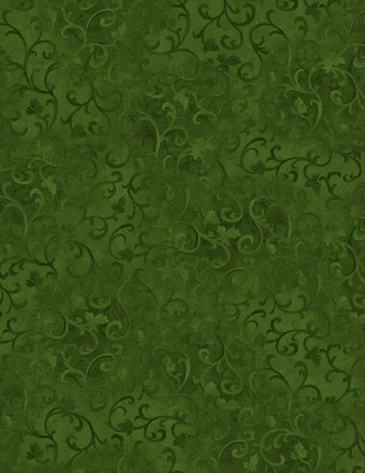 Essentials Basics Scroll Dark Green Wilmington Prints Cotton Fabric WP-1077-89205-799