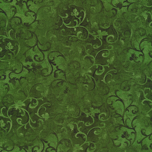 Essentials Basics Scroll Holly Green Wilmington Prints Cotton Fabric WP-1077-89205-777