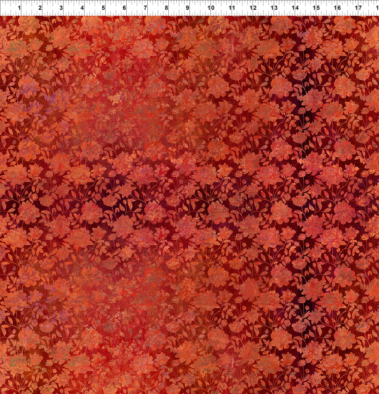 Evanescence Blossoms Spice Orange Red Jason Yenter The Beginning Fabrics Cotton Fabric ITB-5EV-1