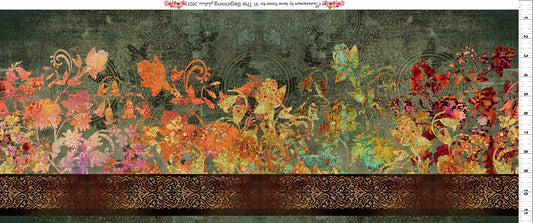 Evanescence Border Spice Green Orange Jason Yenter The Beginning Fabrics Cotton Fabric ITB-1EV-1
