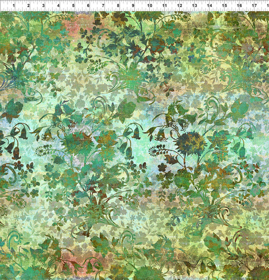 Evanescence Bouquet Green Jason Yenter The Beginning Fabrics Cotton Fabric ITB-2EV-3