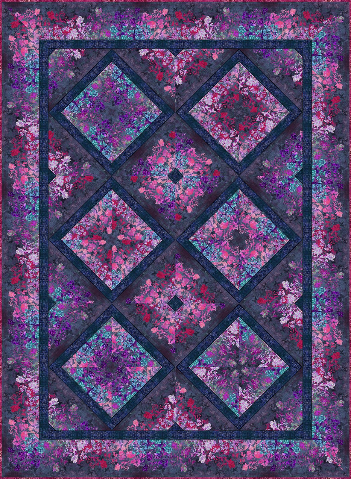Evanescence Kaleidoscope Purple Quilt Kit 73.5" x 100.5" Jason Yenter In The Beginning Fabrics ITB-EV-KP-KIT