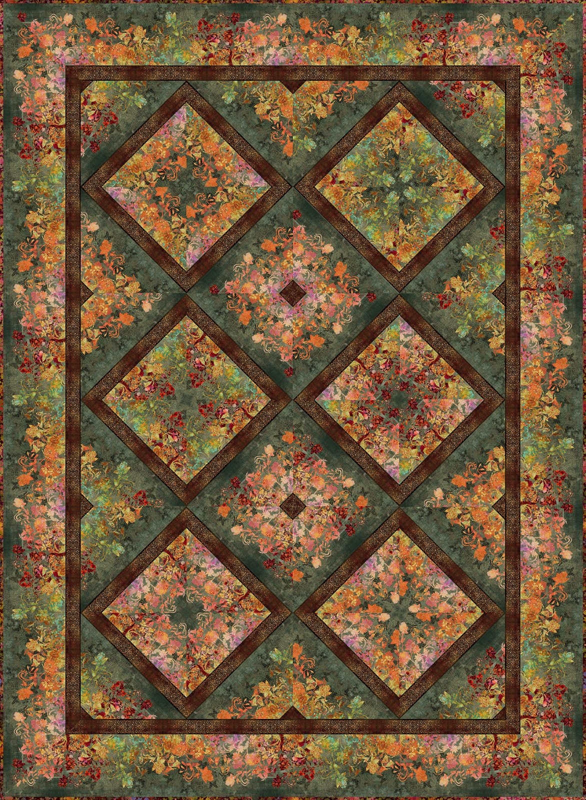 Evanescence Kaleidoscope Spice Quilt Kit 73.5" x 100.5" Jason Yenter In The Beginning Fabrics ITB-EV-KS-KIT