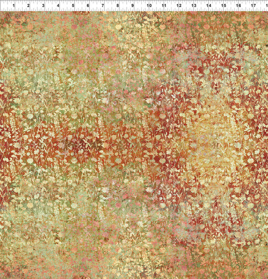 Evanescence Wildflowers Spice Orange Green Jason Yenter The Beginning Fabrics Cotton Fabric ITB-8EV-1