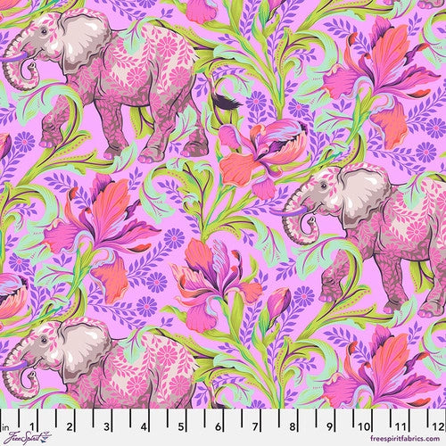 Everglow Elephant All Ears Cosmic Purple Tula Pink Free Spirit Cotton Fabric