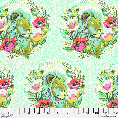 Everglow Lion Good Hair Day Karma Green Tula Pink Free Spirit Cotton Fabric