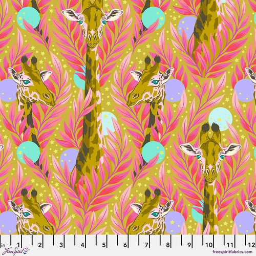 Everglow Giraffe Neck Days Moonbeam Yellow Tula Pink Free Spirit Cotton Fabric