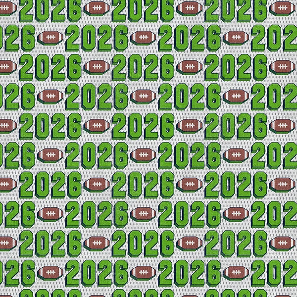 Evergreen Endzone Seattle 2026 Text Football Green Blue Paintbrush Studios Cotton Fabric PBS-120-26835