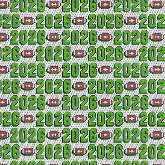 Evergreen Endzone Seattle 2026 Text Football Green Blue Paintbrush Studios Cotton Fabric PBS-120-26835