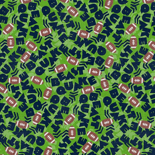 Evergreen Endzone Seattle Beast Quake Green Blue Paintbrush Studios Cotton Fabric PBS-120-26833