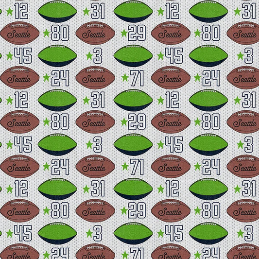 Evergreen Endzone Seattle Football Toss Green Blue Paintbrush Studios Cotton Fabric PBS-120-26836