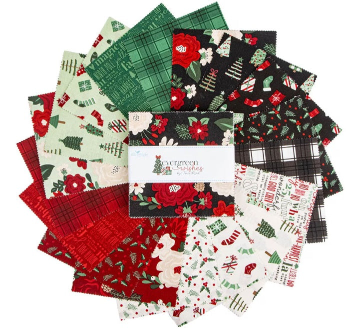 Evergreen Wishes 5" Squares Stacker Traci Reed Riley Blake Designs Cotton Fabric RB-5-17810-42