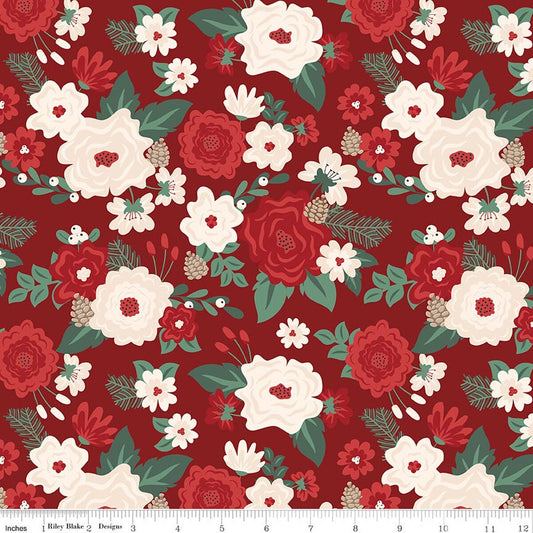 Evergreen Wishes Main Red Traci Reed Riley Blake Designs Cotton Fabric RB-C17810-RED