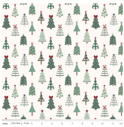 Evergreen Wishes Trees Cream Traci Reed Riley Blake Designs Cotton Fabric RB-C17811-CREAM