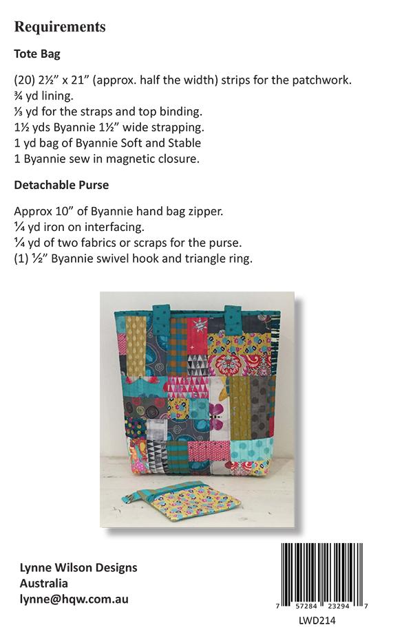 Everyday Tote Sew So Patchwork Tote Bag Patter Lynne Wilson Designs LWD-214