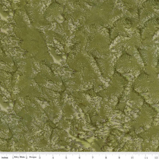 Expressions Batiks Hand-Dyes Basic Texture Blender Khaki Green Riley Blake Cotton Fabric