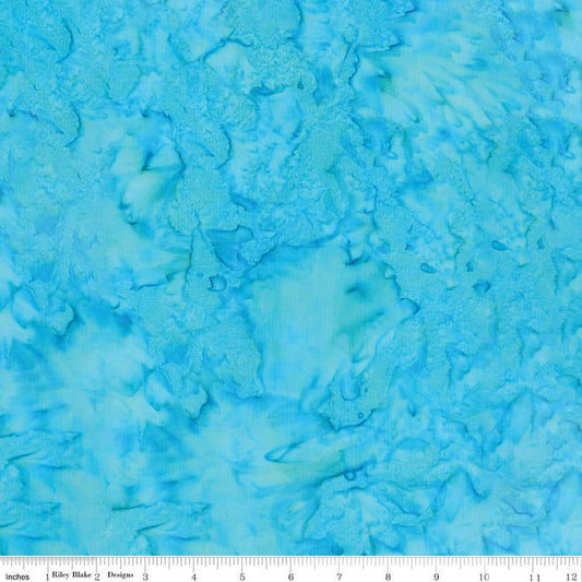 Expressions Batiks Hand-Dyes Basic Texture Blender Lagoon Beach Blue Riley Blake Cotton Fabric