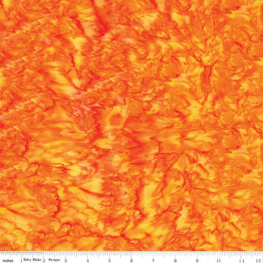 Expressions Batiks Hand-Dyes Basic Texture Blender Tangerine Orange Riley Blake Cotton Fabric