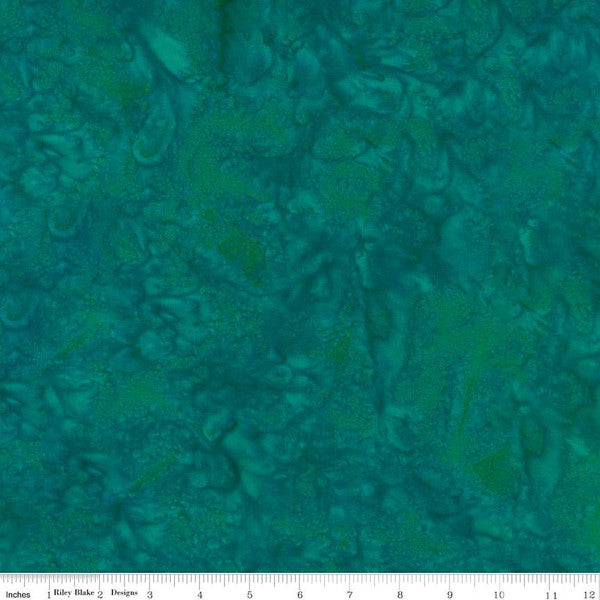 Expressions Batiks Hand-Dyes Basic Texture Blender Tempo Teal Blue-Green Riley Blake Cotton Fabric