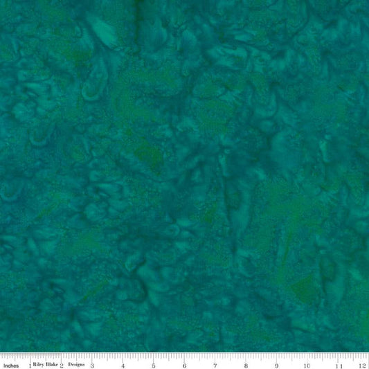 Expressions Batiks Hand-Dyes Basic Texture Blender Tempo Teal Blue-Green Riley Blake Cotton Fabric