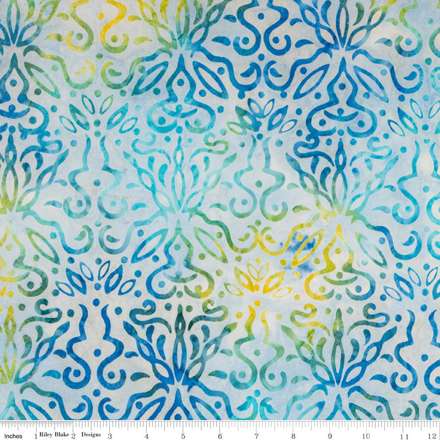 Expressions Batiks Tjaps Morning Glory Blue Riley Blake Cotton Fabric