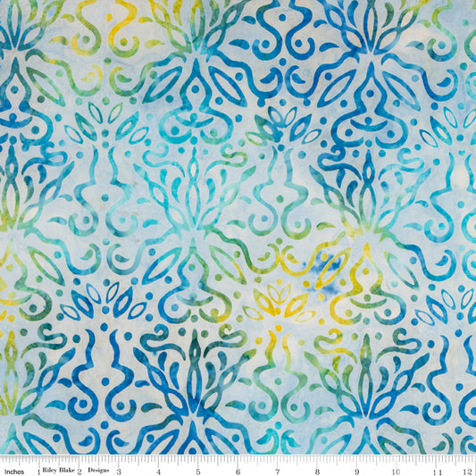 Expressions Batiks Tjaps Morning Glory Blue Riley Blake Cotton Fabric