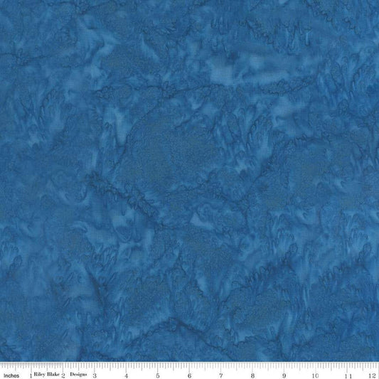 Expressions Batiks Hand-Dyes Basic Texture Blender Denim Bijou Blue Riley Blake Designs Cotton Fabric