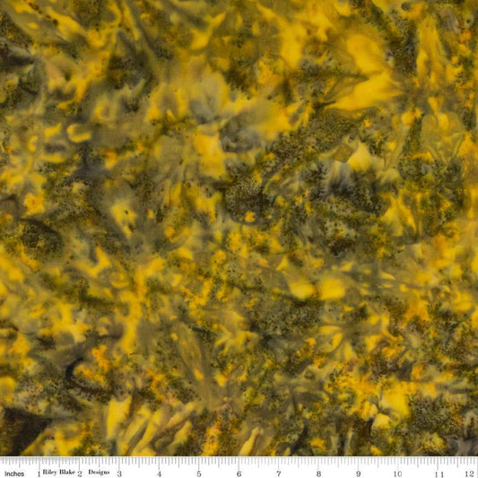 Expressions Batiks Hand-Dyes Green Yellow Multi Riley Blake Designs Cotton Fabric RB-BTHH-248