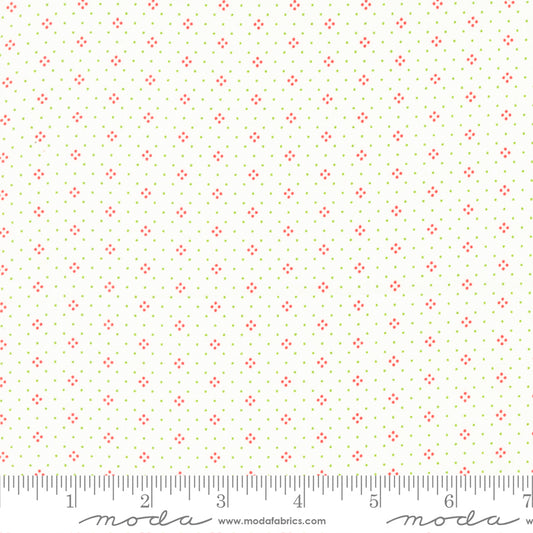 Eyelet Basic Dot Ivory Cream and Holly Green Fig Tree & Co. Moda Cotton Fabric MD-20488-86