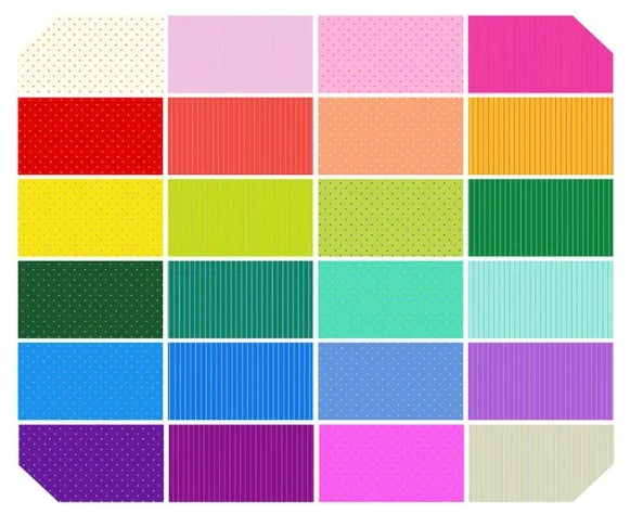 Tula's True Colors Tiny Coordinates 2.5"x2.5" Squares Mini Charm Pack 42 pcs Tula Pink Free Spirit Cotton Fabric FS-FB18MCTP.TINYCOOR