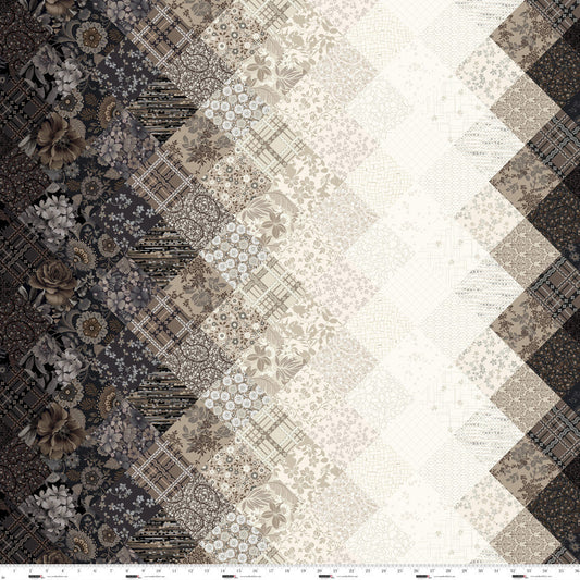 Field of Seams: Bittersweet 18" Cheater Quilt Cappuccino Judy Gauthier Studio E Cotton Fabric SE-8552-35