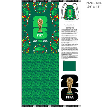 FIFA World Cup Soccer Backpack Mexico Kit Panel 24" Green Figo Northcott Fabrics CANVAS Cotton Fabric NC-FIFAC120-47