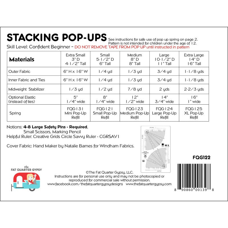 Stacking Pop-Ups Bag/Tote Pattern Joanne Hillestad Sew Organized Designs FQG122