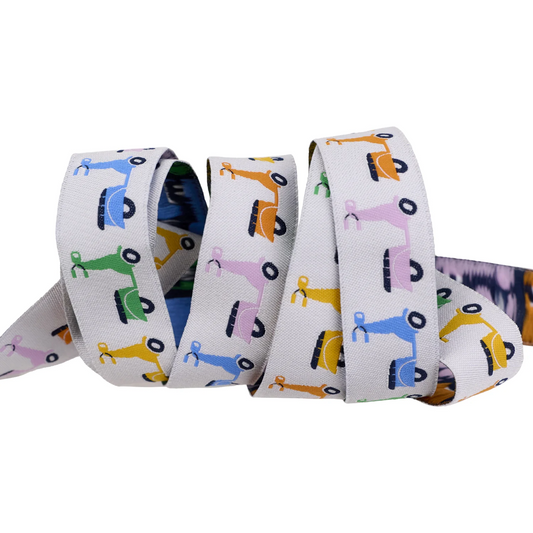 Sold By Roll-Ribbon La Dolce Vita Scooters White 7/8" Stacy Peterson Free Spirit FS-SJP-104/22MM-Col-01