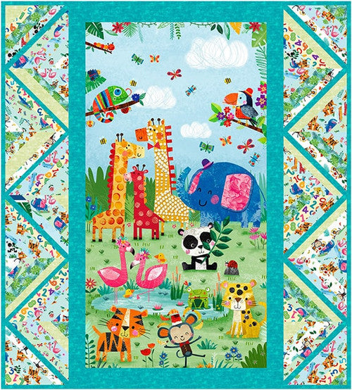 Fabric Requirements-Zoo Crew Swingin Along 2 Panel Quilt Blank Quilting