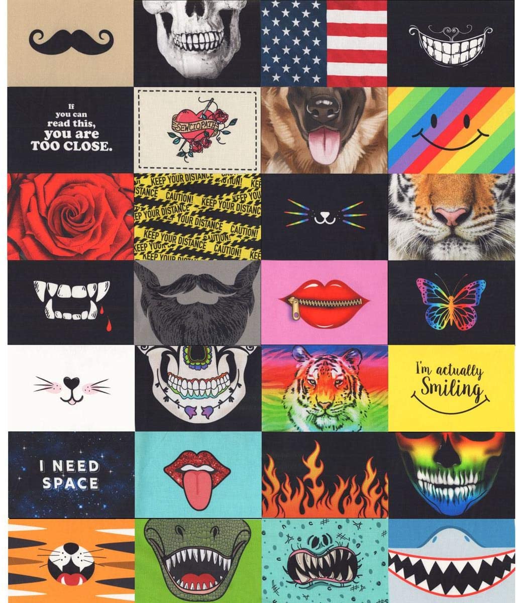 Face Mask Smiling Faces Panel 36'' Multi Timeless Treasures Cotton Fabric