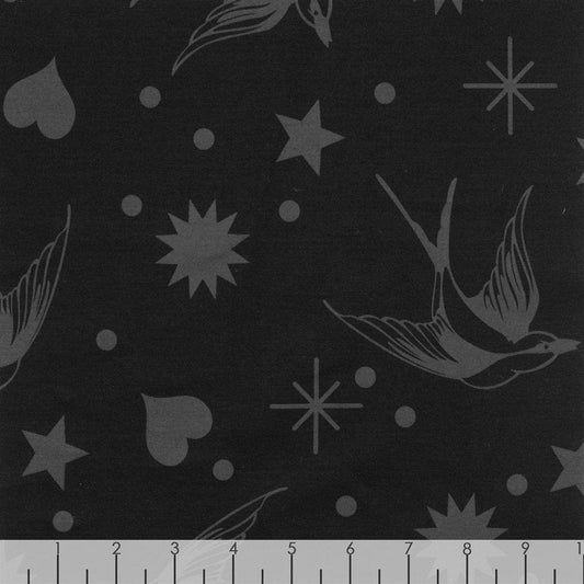 Linework Fairy Flakes Ink Black Tula Pink Free Spirit Cotton Fabric