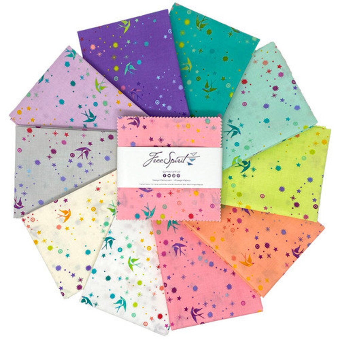 Fairy Dust Tula's True Colors 5" Squares Tula Pink Free Spirit Cotton Fabric FS-FB6CPTP.FAIRYDUST
