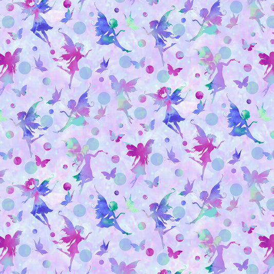 Fairytale Forest Fairy Silhouettes Lilac Color Principle Henry Glass Cotton Fabric