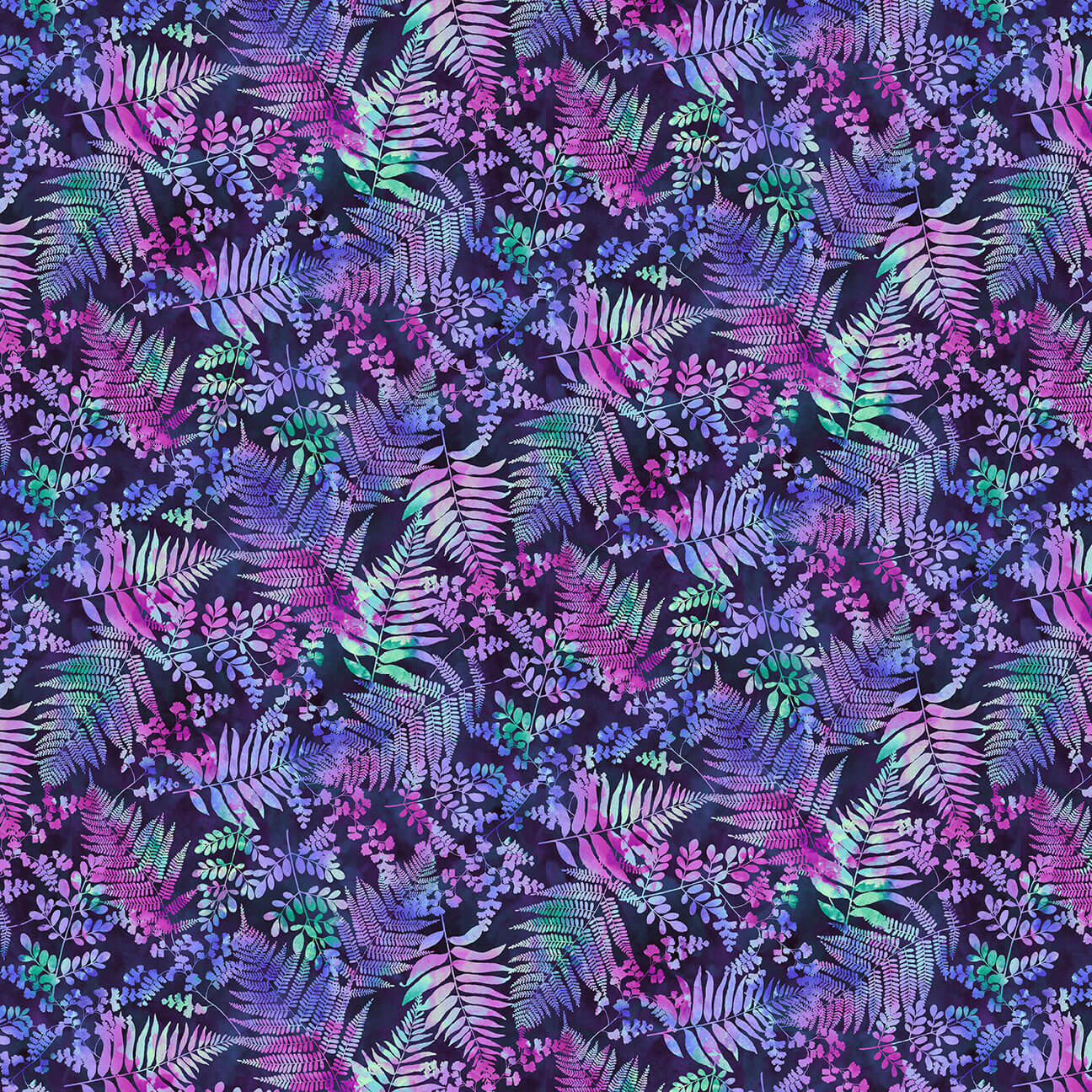 Fairytale Forest Fern Royal Blue Color Principle Henry Glass Cotton Fabric