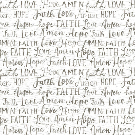 Faith Words Inspirational Words Text White Timeless Treasures Cotton Fabric