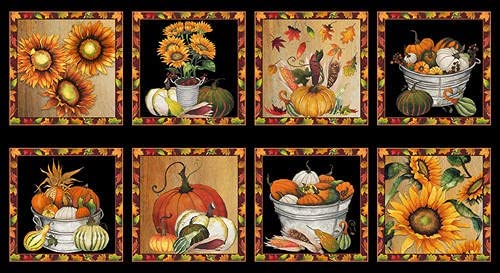 Fall Delight Harvest Block Panel 23.5" Elizabeth Medley Blank Quilting Cotton Fabric