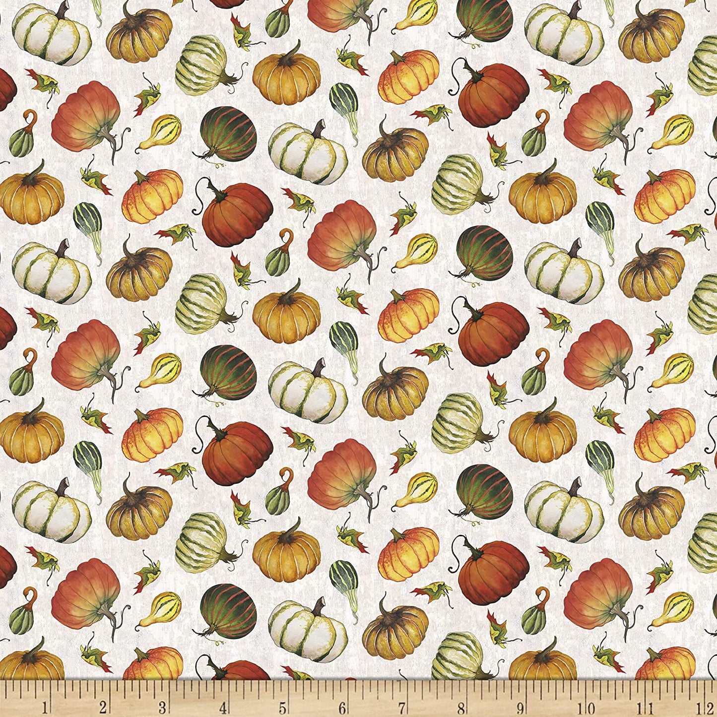 Fall Delight Mini Tossed Pumpkins Ecru Elizabeth Medley Blank Quilting Cotton Fabric