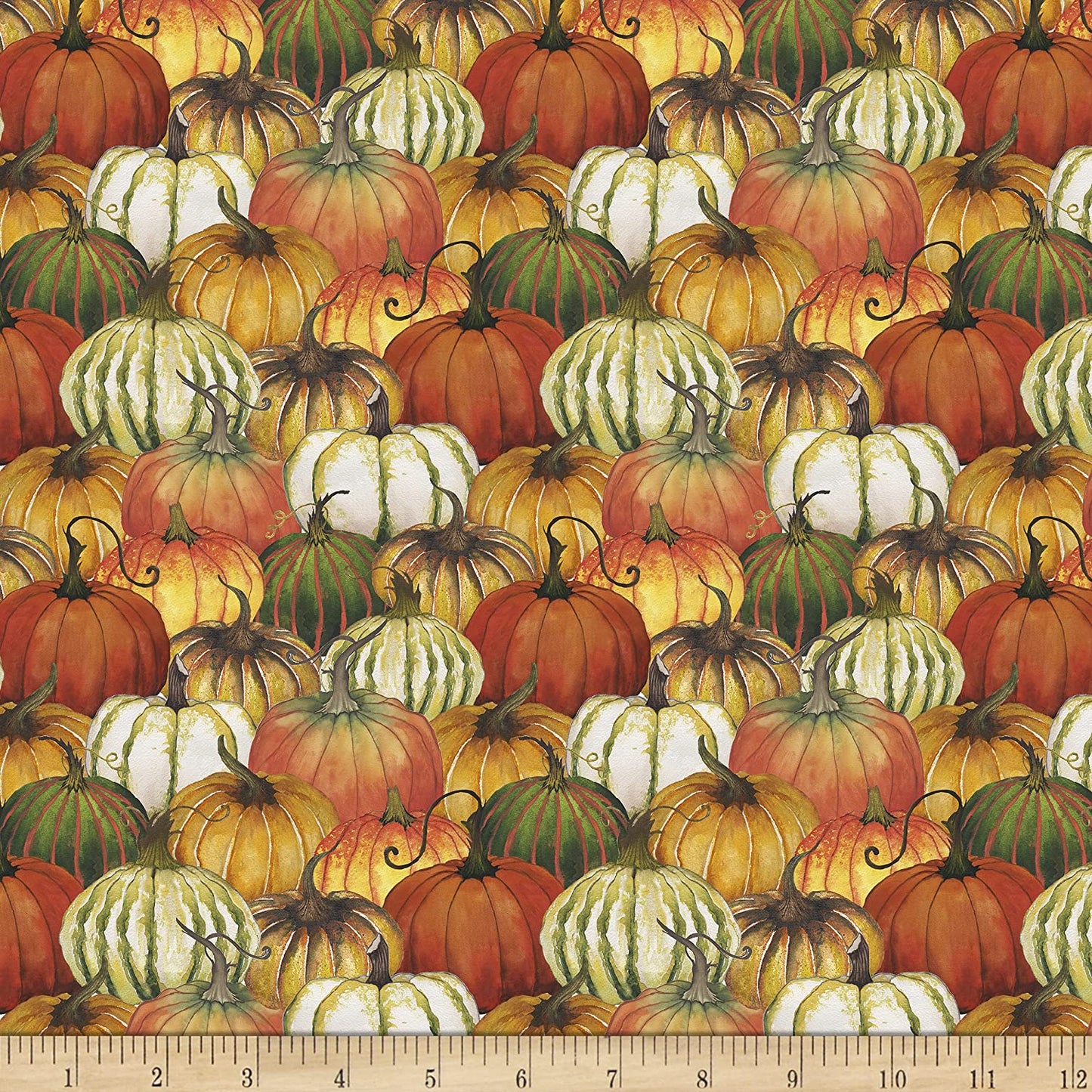 Fall Delight Pumpkin Collage Orange Elizabeth Medley Blank Quilting Cotton Fabric