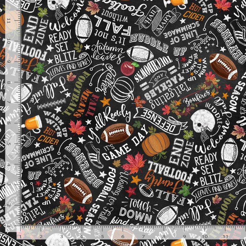 Fall Football Text Black New Novelties Sports Gail Cadden Timeless Treasures Cotton Fabric