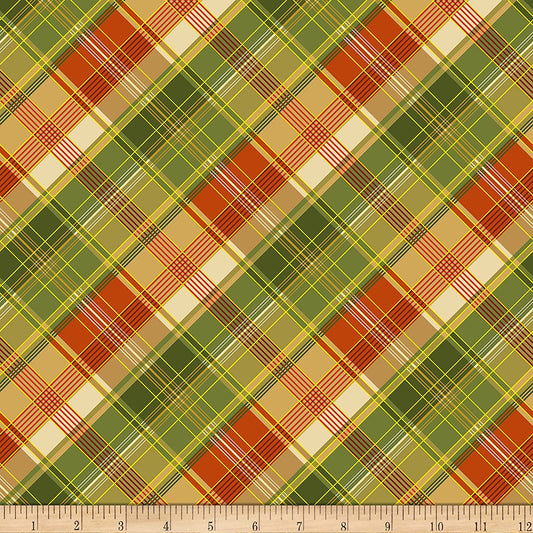 Fall Glory Harvest Bias Plaid Metallic Multi Timeless Treasures Cotton Fabric