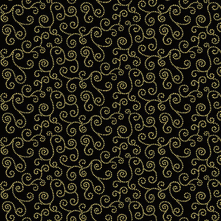 Fall Potpourri Dotted Scrolls Metallic Black Andrea Tachiera Henry Glass Cotton Quilting Fabric