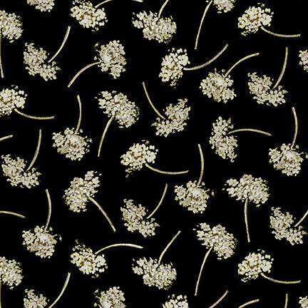 Fall Potpourri Tossed Sprig Metallic Black Andrea Tachiera Henry Glass Cotton Fabric