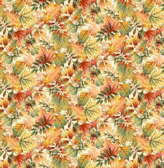 Fall into Autumn Tossed Leaves Cream Art Loft Studio E Cotton Fabric